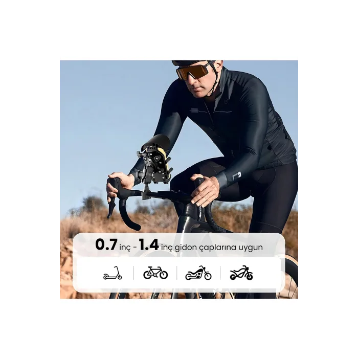 Gidon Bağlantılı Güneş Ve Yağmur Korumalı 360° Derece Ayarlanabilir Motosiklet Bisiklet Telefon Tutucu