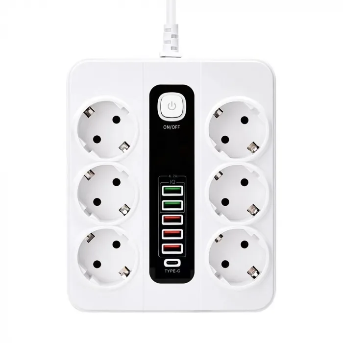 Hp-h04 3000w 10amper 6’lı 2metre Uzatma Kablolu Çoklu Termal Akım Priz