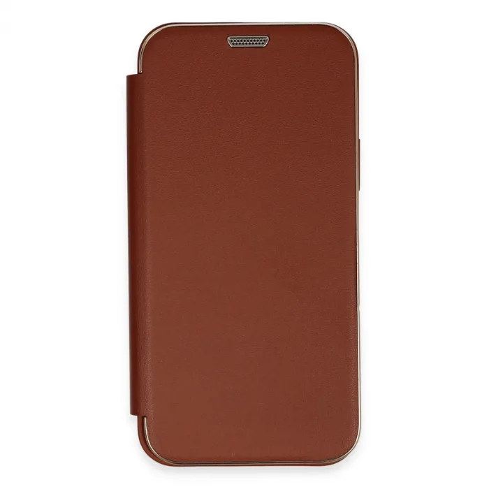 İphone 12 Kılıf Dolpin Kapaklı - Kahverengi