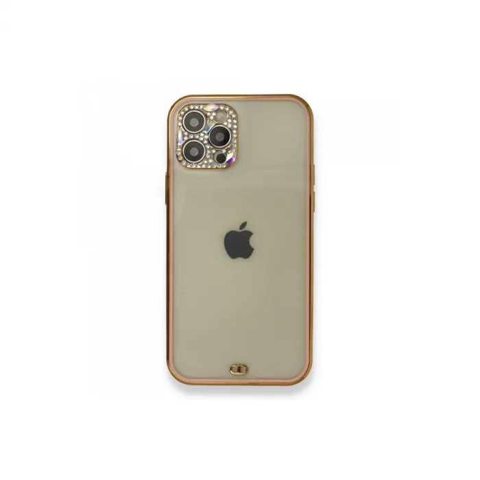 İphone 12 Pro Kılıf Liva Taşlı Silikon - Pembe