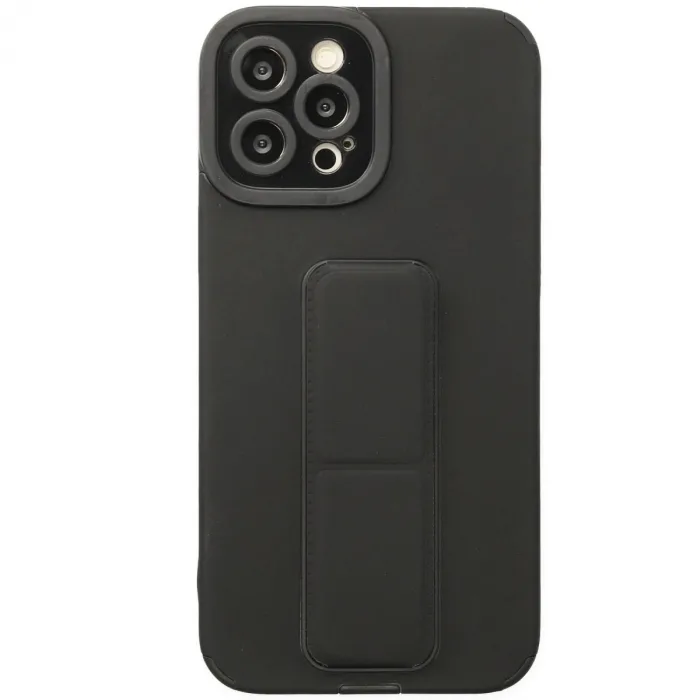 İphone 12 Pro Kılıf Mega Standlı Silikon - Siyah