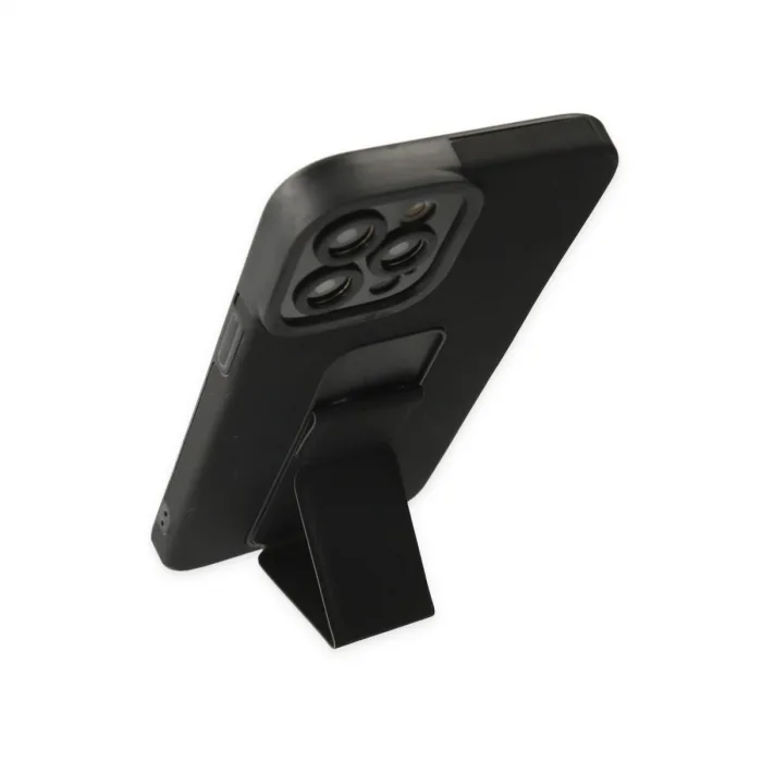 İphone 12 Pro Kılıf Mega Standlı Silikon - Siyah