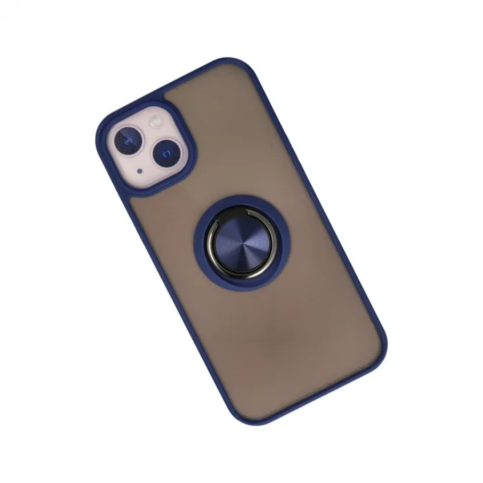 İphone 13 Kılıf Montreal Yüzüklü Silikon Kapak - Lacivert