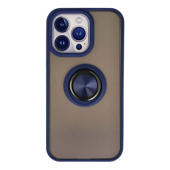 İphone 13 Pro Kılıf Montreal Yüzüklü Silikon Kapak - Lacivert