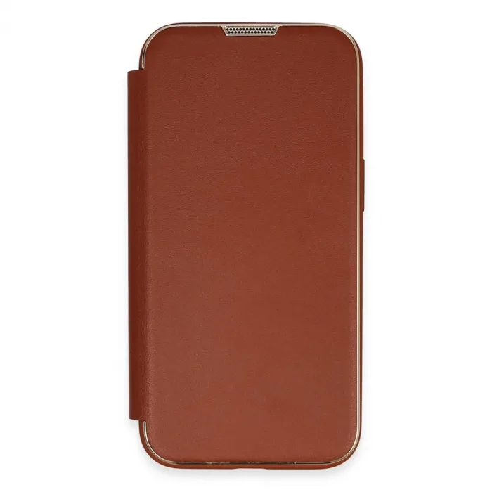 İphone 14 Pro Kılıf Dolpin Kapaklı - Kahverengi