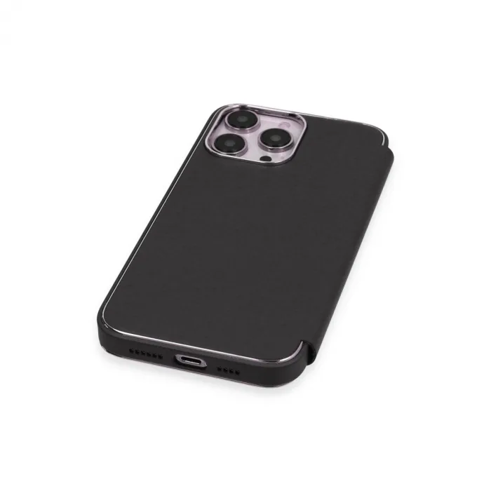 İphone 14 Pro Kılıf Dolpin Kapaklı - Siyah