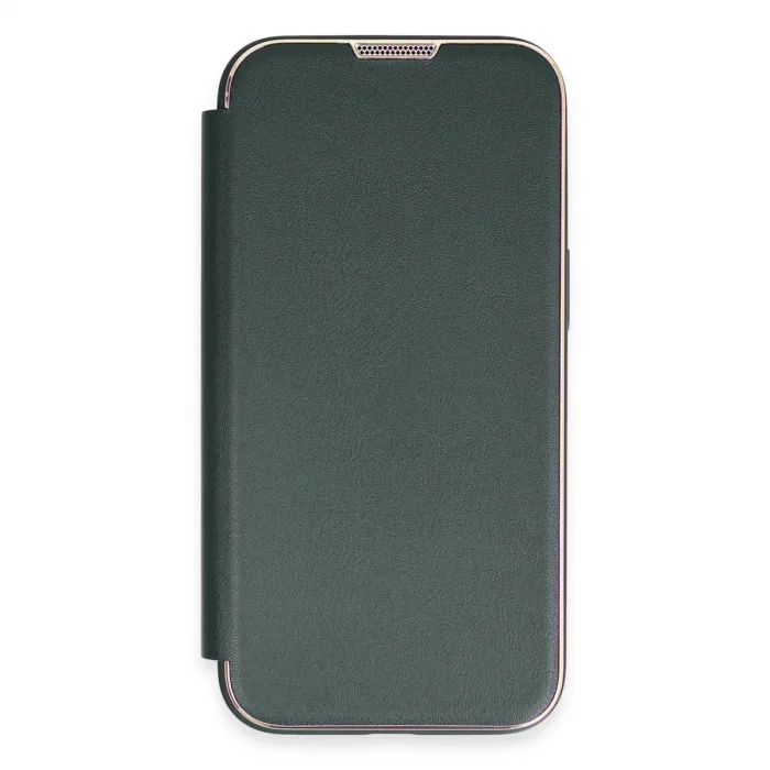 İphone 14 Pro Max Kılıf Dolpin Kapaklı - Koyu Yeşil