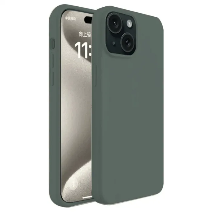 İphone 15 Kılıf First Silikon - Koyu Yeşil