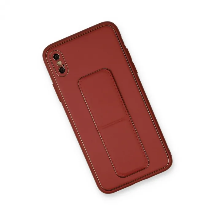 İphone Xs Max Kılıf Coco Deri Standlı Kapak - Fuşya