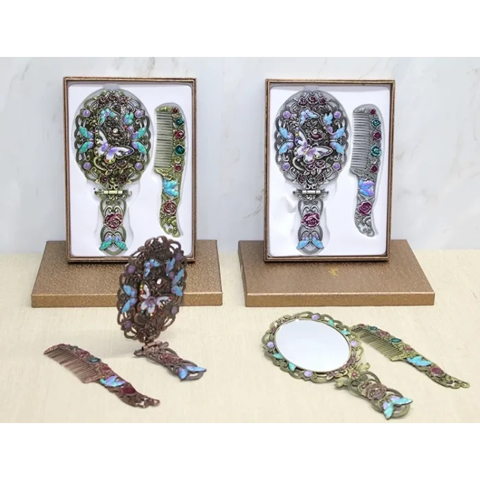 Kelebek Katlanabilir Ayna Ve Tarak Seti Büyük Boy Alk4981