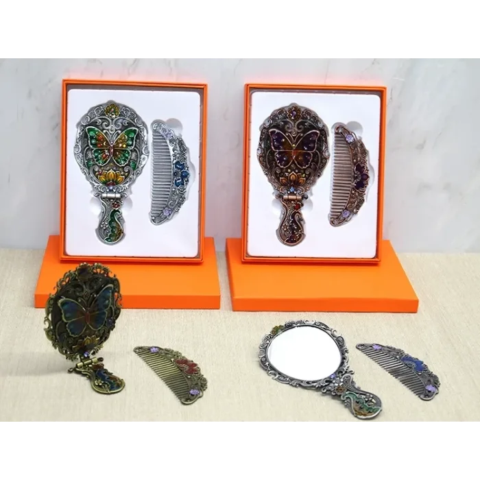 Kelebek Katlanabilir Ayna Ve Tarak Seti Orta Boy Alk4985