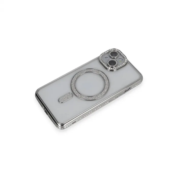 Newface İphone 13 Kılıf Joke Simli Magneticsafe Kılıf - Gümüş