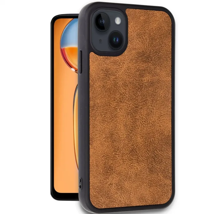 Newface İphone 14 Kılıf Aras Deri Kapak - Taba