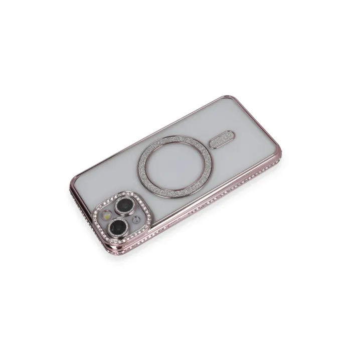 Newface İphone 14 Kılıf Joke Simli Magneticsafe Kılıf - Pembe