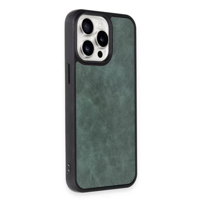 Newface İphone 14 Pro Kılıf Aras Deri Kapak - Koyu Yeşil