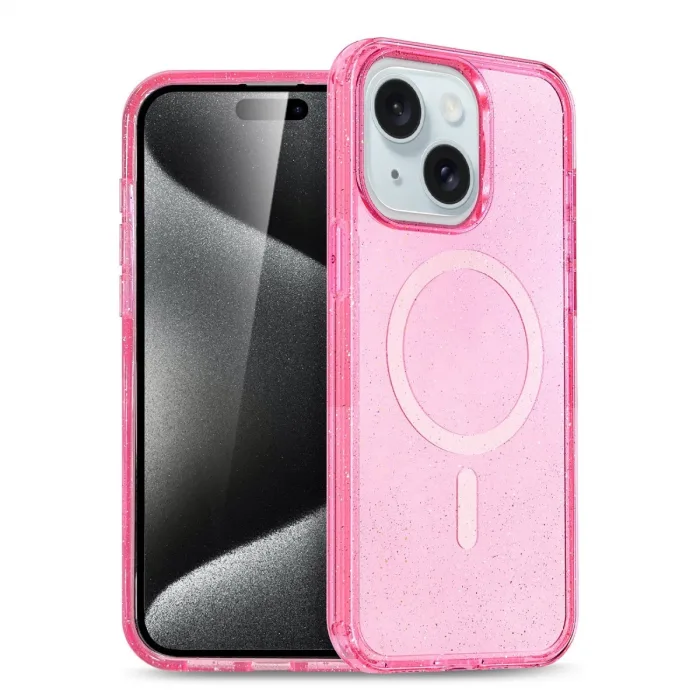 Newface İphone 15 Plus Kılıf Star Magsafe Kapak - Pembe