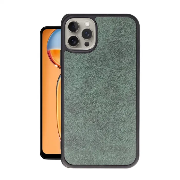 Newface İphone 15 Pro Kılıf Aras Deri Kapak - Koyu Yeşil