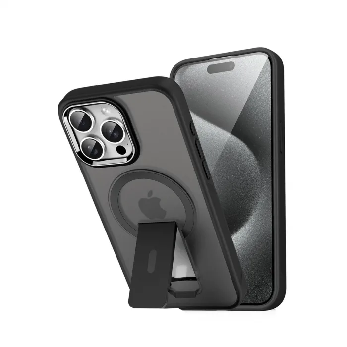 Newface İphone 15 Pro Tork Magsafe Standlı Kapak - Siyah