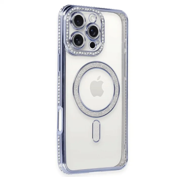 Newface İphone 16 Pro Kılıf Joke Simli Magneticsafe Kılıf - Mavi