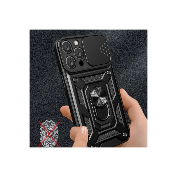 Newface İphone 16 Pro Max Kılıf Pars Lens Yüzüklü Silikon - Kırmızı