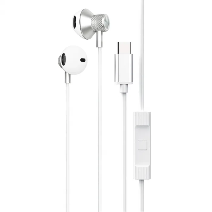 Newface Ls-730 1.2m İphone 15 Serisi İle Uyumlu Type-c Kablolu Kulaklık - Gümüş