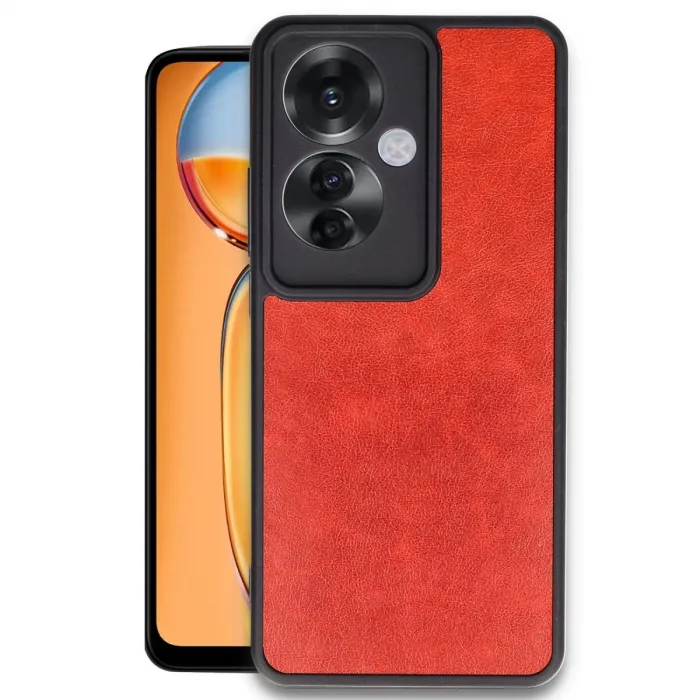 Newface Oppo Reno 11f Kılıf Aras Deri Kapak - Kırmızı
