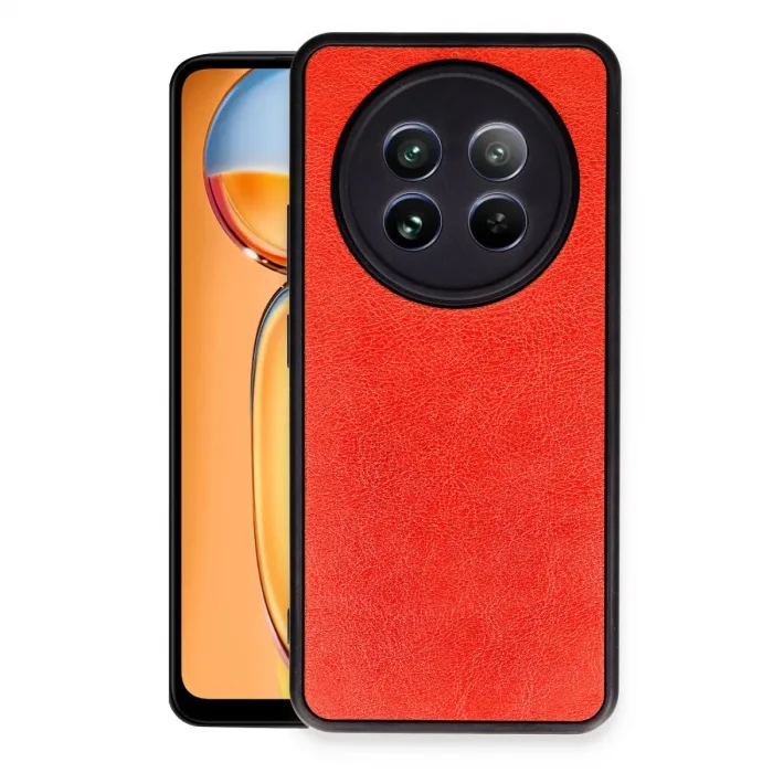 Newface Realme 12 5g Kılıf Aras Deri Kapak - Kırmızı