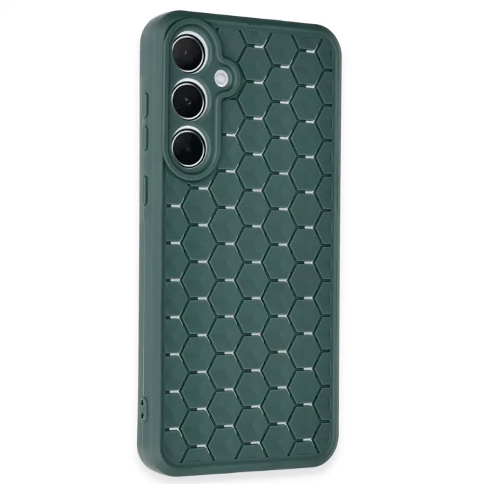 Newface Samsung Galaxy A25 5g Kılıf Petek Silikon Kapak - Koyu Yeşil