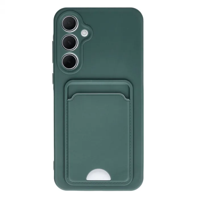 Newface Samsung Galaxy A35 5g Kılıf Kelvin Kartvizitli Silikon - Koyu Yeşil