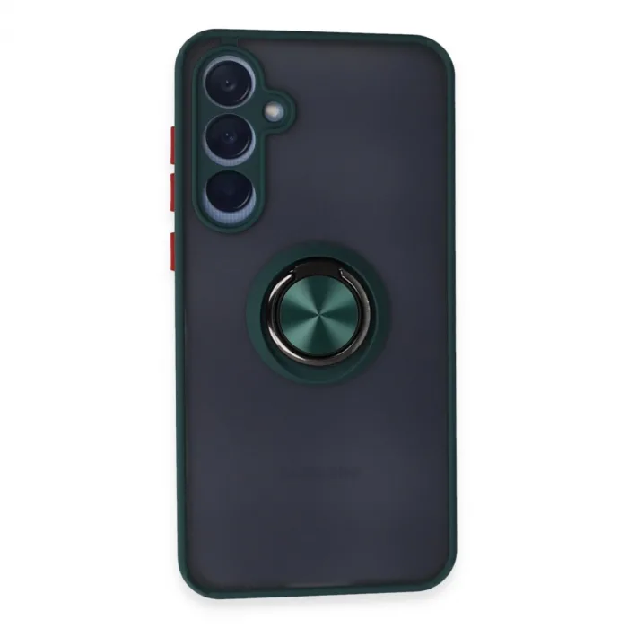 Newface Samsung Galaxy A35 5g Kılıf Montreal Yüzüklü Silikon Kapak - Yeşil