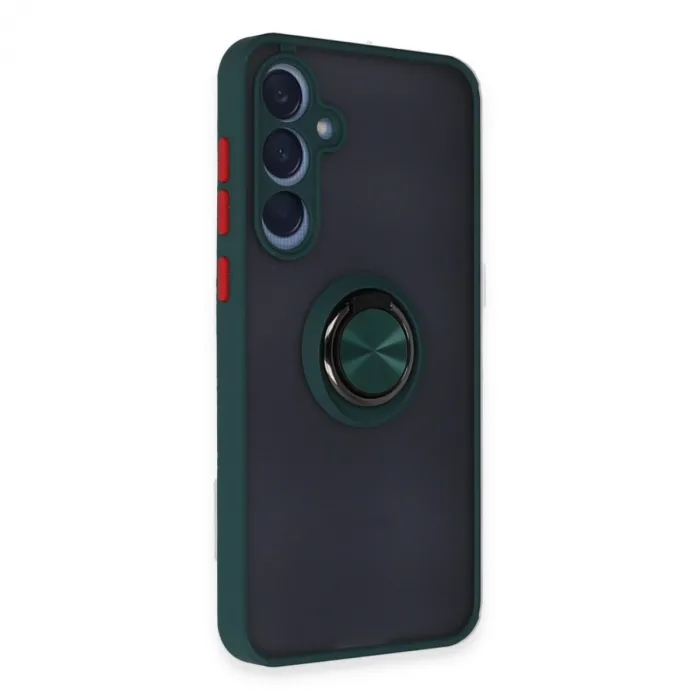 Newface Samsung Galaxy A35 5g Kılıf Montreal Yüzüklü Silikon Kapak - Yeşil