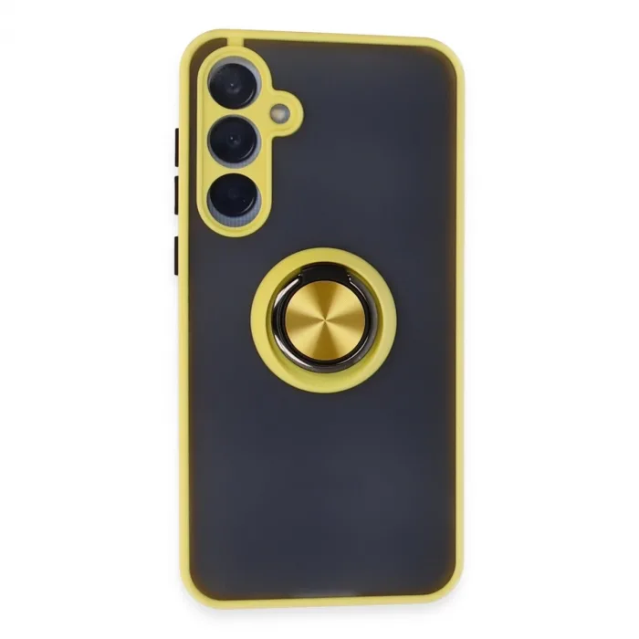 Newface Samsung Galaxy A55 5g Kılıf Montreal Yüzüklü Silikon Kapak - Sarı