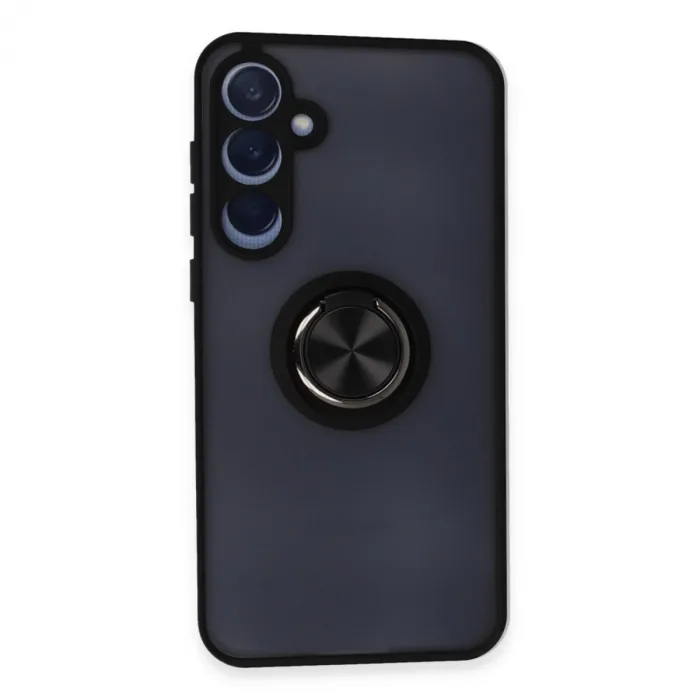 Newface Samsung Galaxy A55 5g Kılıf Montreal Yüzüklü Silikon Kapak - Siyah