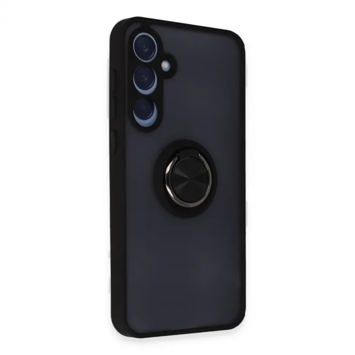 Newface Samsung Galaxy A55 5g Kılıf Montreal Yüzüklü Silikon Kapak - Siyah