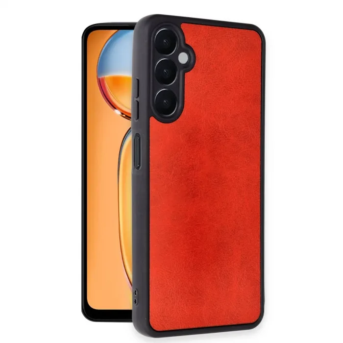Newface Samsung Galaxy M15 Kılıf Aras Deri Kapak - Kırmızı