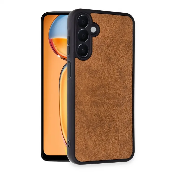 Newface Samsung Galaxy M15 Kılıf Aras Deri Kapak - Taba