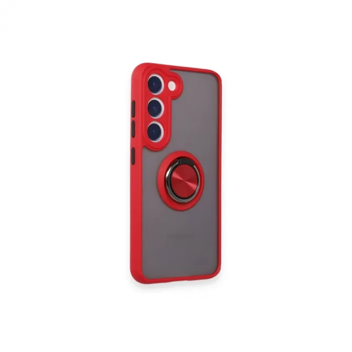 Newface Samsung Galaxy M15 Kılıf Montreal Yüzüklü Silikon Kapak - Kırmızı