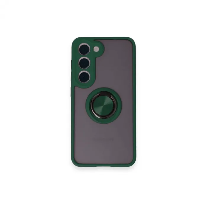 Newface Samsung Galaxy M15 Kılıf Montreal Yüzüklü Silikon Kapak - Yeşil