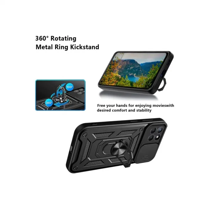 Newface Samsung Galaxy M15 Kılıf Pars Lens Yüzüklü Silikon - Yeşil