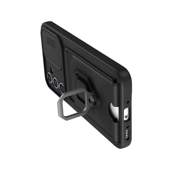 Newface Samsung Galaxy S24 Fe Kılıf Zuma Kartvizitli Yüzüklü Silikon - Siyah