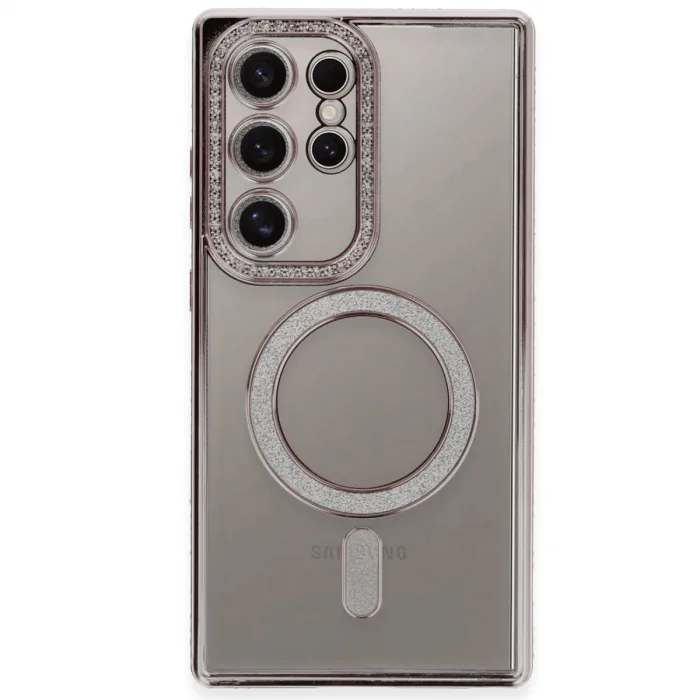 Newface Samsung Galaxy S24 Ultra Kılıf Joke Simli Magneticsafe Kılıf - Pembe