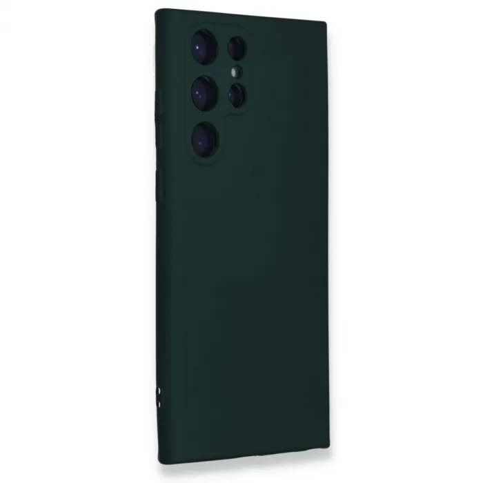 Newface Samsung Galaxy S24 Ultra Kılıf Nano İçi Kadife Silikon - Koyu Yeşil