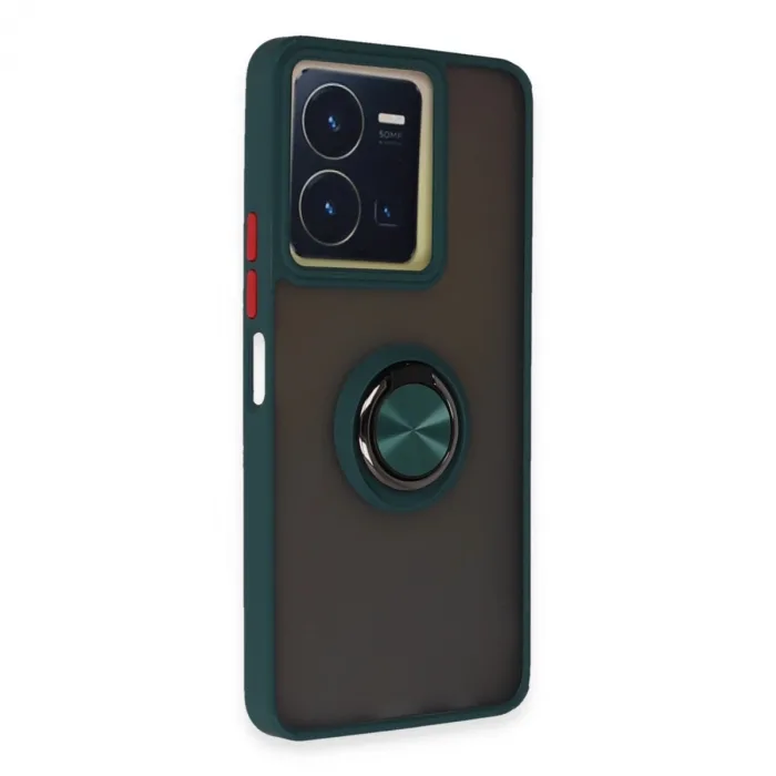 Newface Vivo Y36 Kılıf Montreal Yüzüklü Silikon Kapak - Yeşil