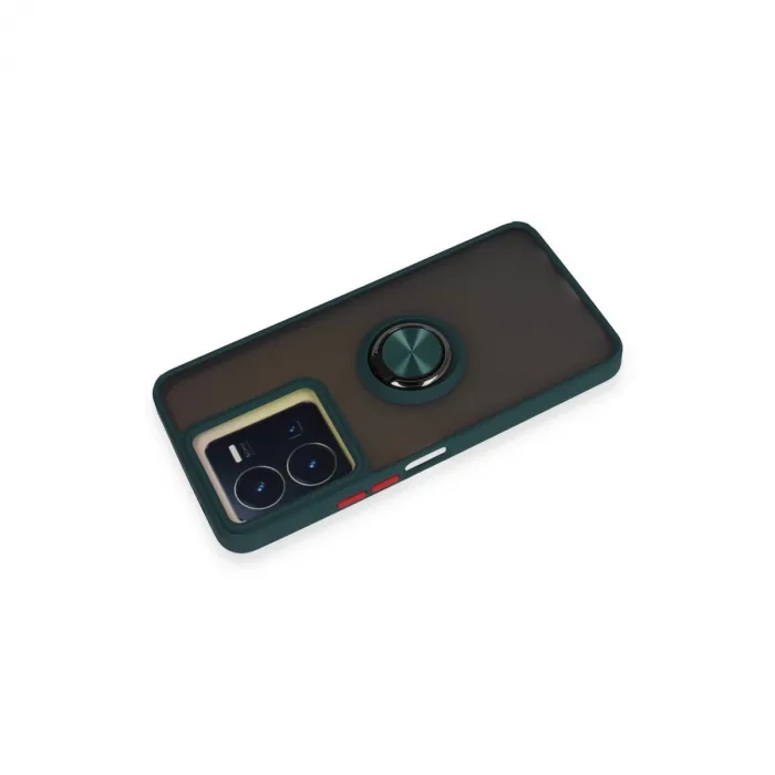 Newface Vivo Y36 Kılıf Montreal Yüzüklü Silikon Kapak - Yeşil