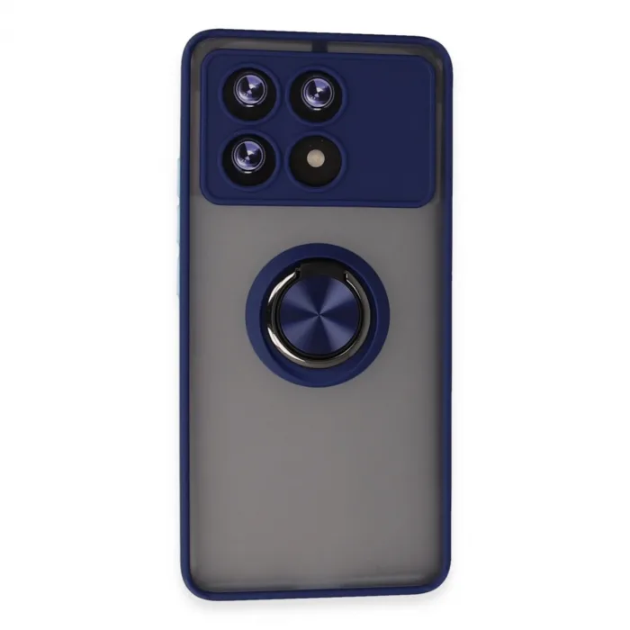 Newface Xiaomi Poco X6 Pro Kılıf Montreal Yüzüklü Silikon Kapak - Lacivert