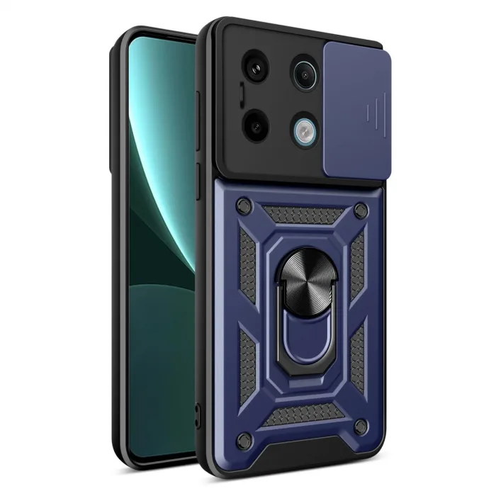 Newface Xiaomi Poco X6 Pro Kılıf Pars Lens Yüzüklü Silikon - Lacivert