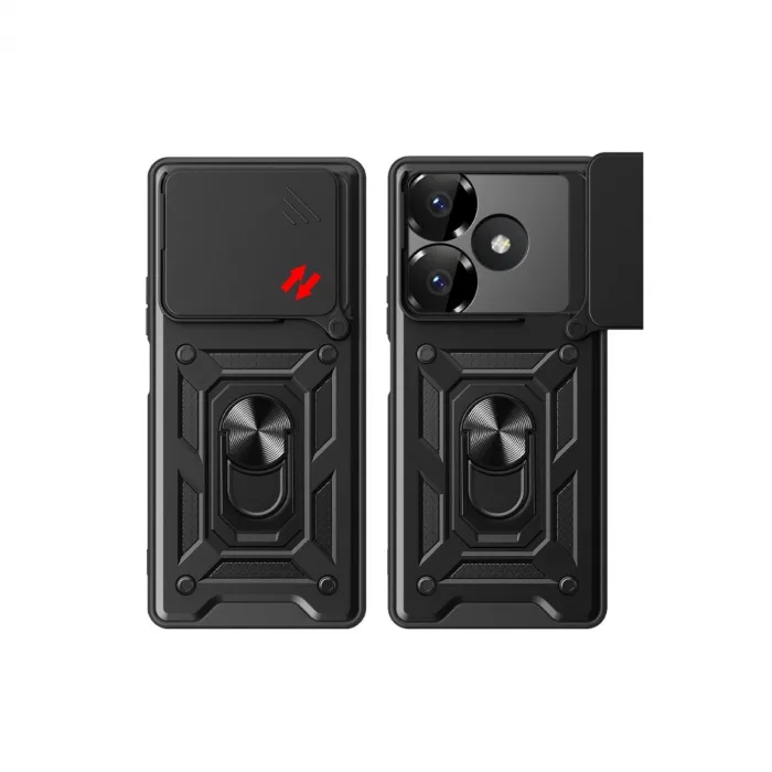 Newface Xiaomi Redmi 13 4g Kılıf Pars Lens Yüzüklü Silikon - Siyah