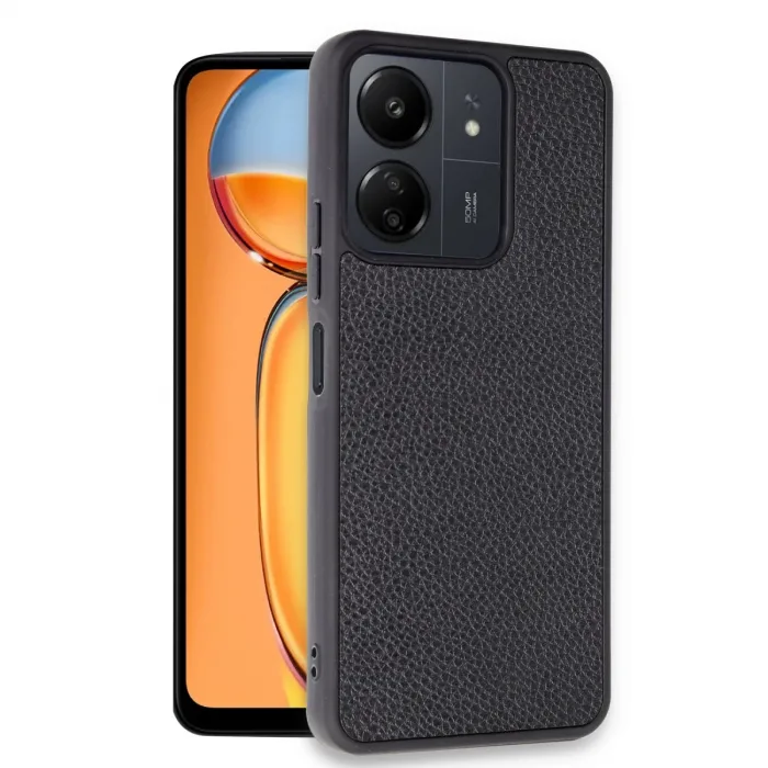Newface Xiaomi Redmi 13c Kılıf Aras Deri Kapak - Siyah