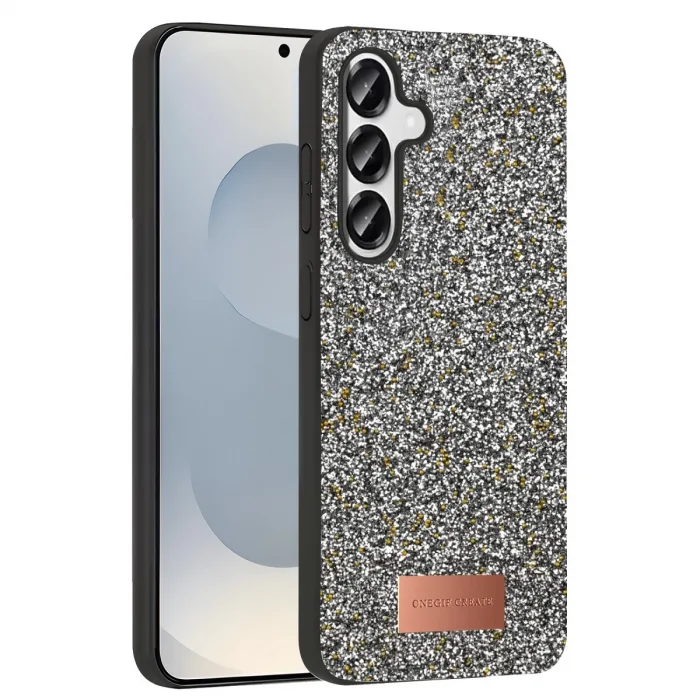 Onegif Samsung Galaxy S25 Plus Bright Simli Kapak - Gümüş