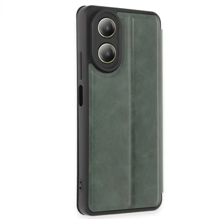 Oppo A38 Kılıf Flip Cover - Koyu Yeşil
